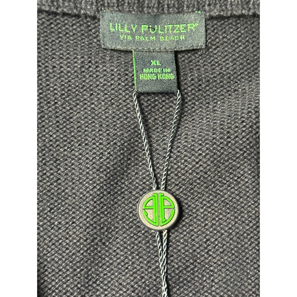 Lilly Pulitzer Wells Sweater Mens XL Navy Full Zip Elbow Patches  NWT #69046 - Picture 5 of 16